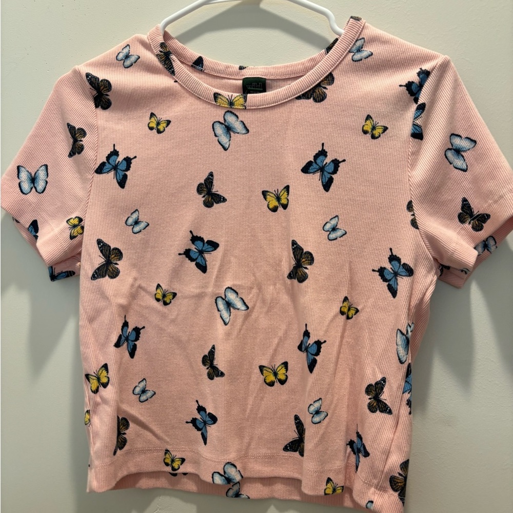Pink Butterfly Crop Top
